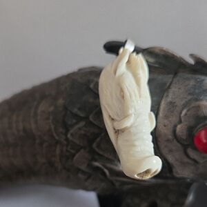 Wild Boar Bone/Antler Carved 925 Pendant